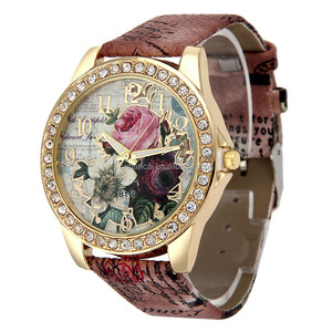 Nuovo Arrivo Più Venduti Vigilanza a Cristallo di Alta Qualità del Fiore delle Donne di Modo Reloj Mujer Boemia Signore Del Rhinestone Vigilanza di Cuoio - Product Image 4