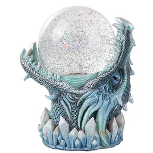 Globo di Neve Drago di Ghiaccio da 6 Pollici, Statua di Iceberg con Glitter Attivati dal Suono per Collezionisti - Product Image 1