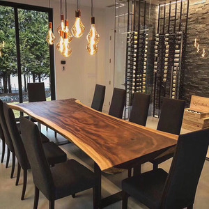 China Supplier Good Quality Acacia Walnut Slabs Rustic <strong>bar</strong> Restaurant Wood <strong>Dining</strong> <strong>Table</strong> - Product Image 4