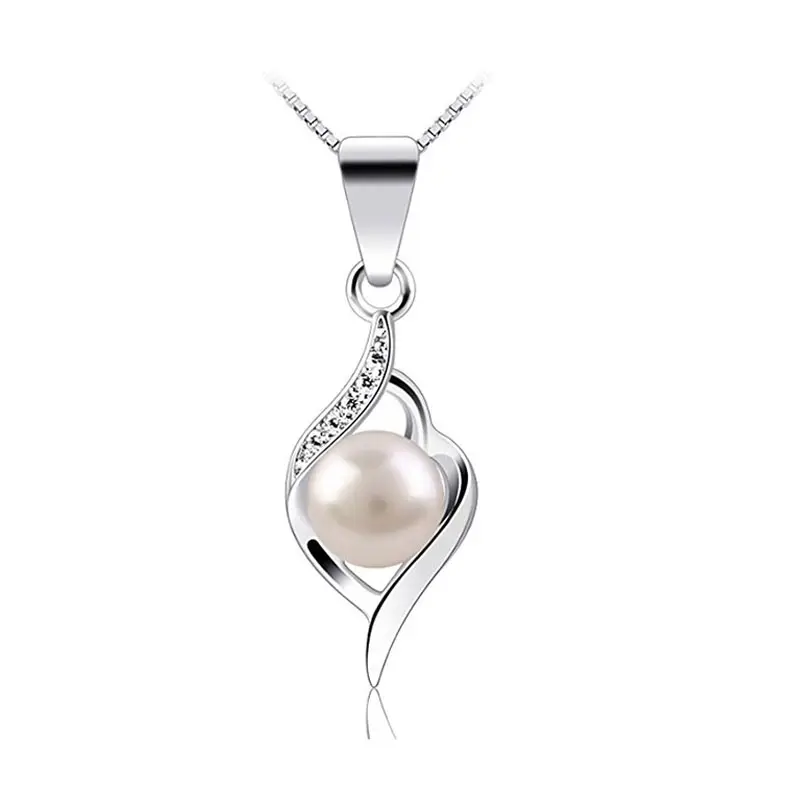 925 sterling silver jewelry 6mm freshwater pearl pendant necklace
