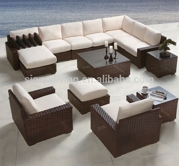 Custom garden set furniture all weather fabric rattan outdoor sofa