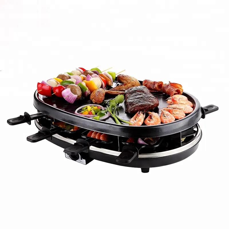 Coperta 8 persone senza fumo antiaderente piastra elettrica raclette grill barbecue grill