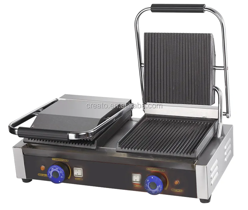 Commercial use Double plate Non stick Cast iron electric panini sandwich press panini grill