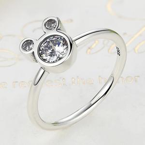 BAGREER SCR032 <strong>925</strong> <strong>Silver</strong> <strong>Rings</strong> CZ Crystal Cute Mickey S925 <strong>Silver</strong> Cubic Zirconia Finger <strong>Ring</strong> for Women Jewelry Girls - Product Image 2