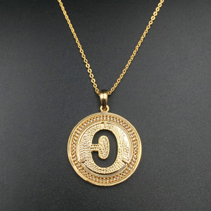 Echsio circón ronda Tag Circle con seguir la letra C collar de encanto para las mujeres delgadas de oro blanco cadena XL390 - Product Image 4