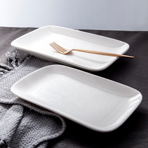 Nhà Sản Xuất Biểu Tượng Tùy Chỉnh Tiệc Sáng Trắng Ăn Thực Phẩm Phục Vụ Tấm Sâu Gốm Hình Chữ Nhật Tấm - Product Image 1