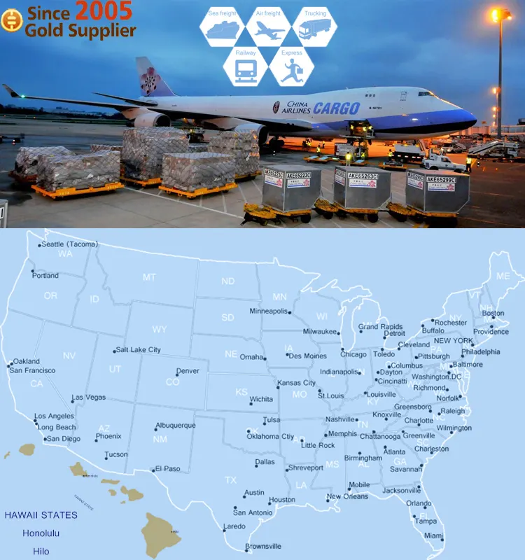 Luchtvracht Cargo Consolidatie Verzending US USA Verenigde Staten uit China Shenzhen Guangzhou HongKong Peking Shanghai