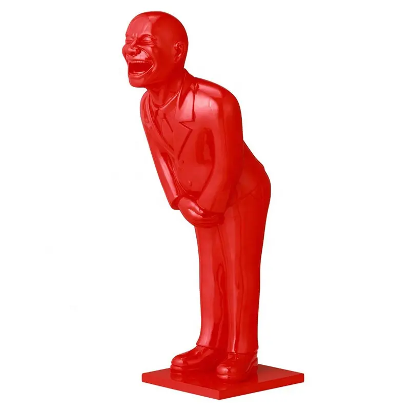 Red Color Bowing Man Fiberglass Statue Large Outdoor Fiberglass Sculpture
