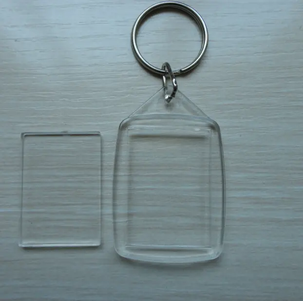 Acryl plastic fotolijst sleutelhanger 45x35mm blank sleutelhanger