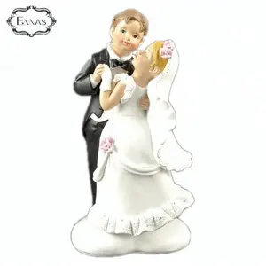 Figurita de pareja de baile de novia y novio de poliresina, decoración para tarta de boda