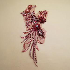 Applicazioni Ricamate 3D con Paillettes Blu Navy e Perline - Product Image 4