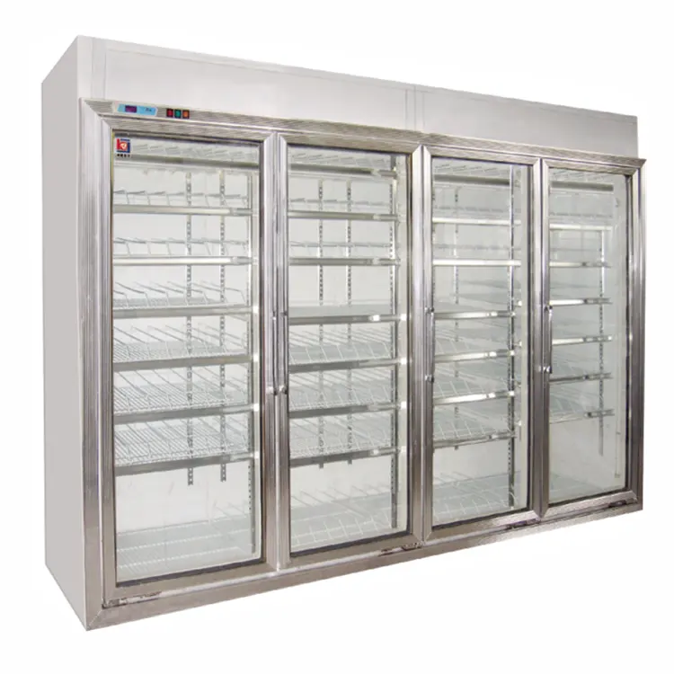 Refrigerador de vidro para descongelamento automático, supermercado