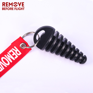 Loại Bỏ Trước Khi Bay Móc Chìa Khóa Cho CR Đen Cao Su Muffler Xả Silencer Xe Máy Rửa Cắm <span class=keywords><strong>Red</strong></span> Streamer Keychain Tag - Product Image 4