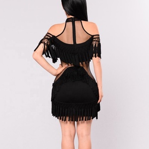 JF Custom Wholesale New manica corta <span class=keywords><strong>senza</strong></span> <span class=keywords><strong>spalline</strong></span> Stand nappa Mesh Vestido Bodycon elegante Mini A Line Sexy Party womens dresses - Product Image 2