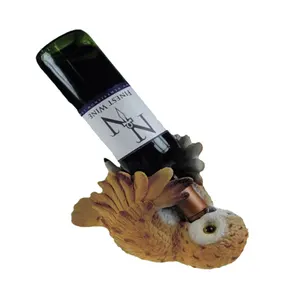 OEM exquisite owl wine bottle holder custom resin home decor animal shaped resin wine holder