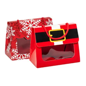 批发透明透明窗盒圣诞包装礼品盒与句柄