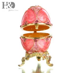 H & d faberge estilo ovo em forma de caixa trinquete dobradiça jóias caixa de estatueta colecionável