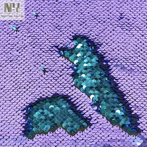 Nanyee Textile Glitz Hanging Sequence Turquoise And Lilac Sequin Fabric Sell By Yard