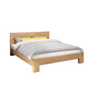Traditionelle natürliche Möbel Massivholz Queen-Bett-Rahmen nordisch mit Kopfteil Hersteller Produktion mit weichem Bett