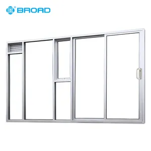 Combination aluminum double glass louver awning sliding door and window
