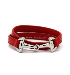 Mode femmes bijoux véritable Cheval ancre en cuir bracelet en cuir