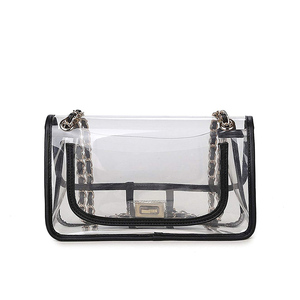 Custom Fashion <strong>Clear</strong> PVC Ladies <strong>Handbag</strong> with Zipper Closure Cross Body Shoulder Bag for Women Girls and Metal Chain - Product Image 3