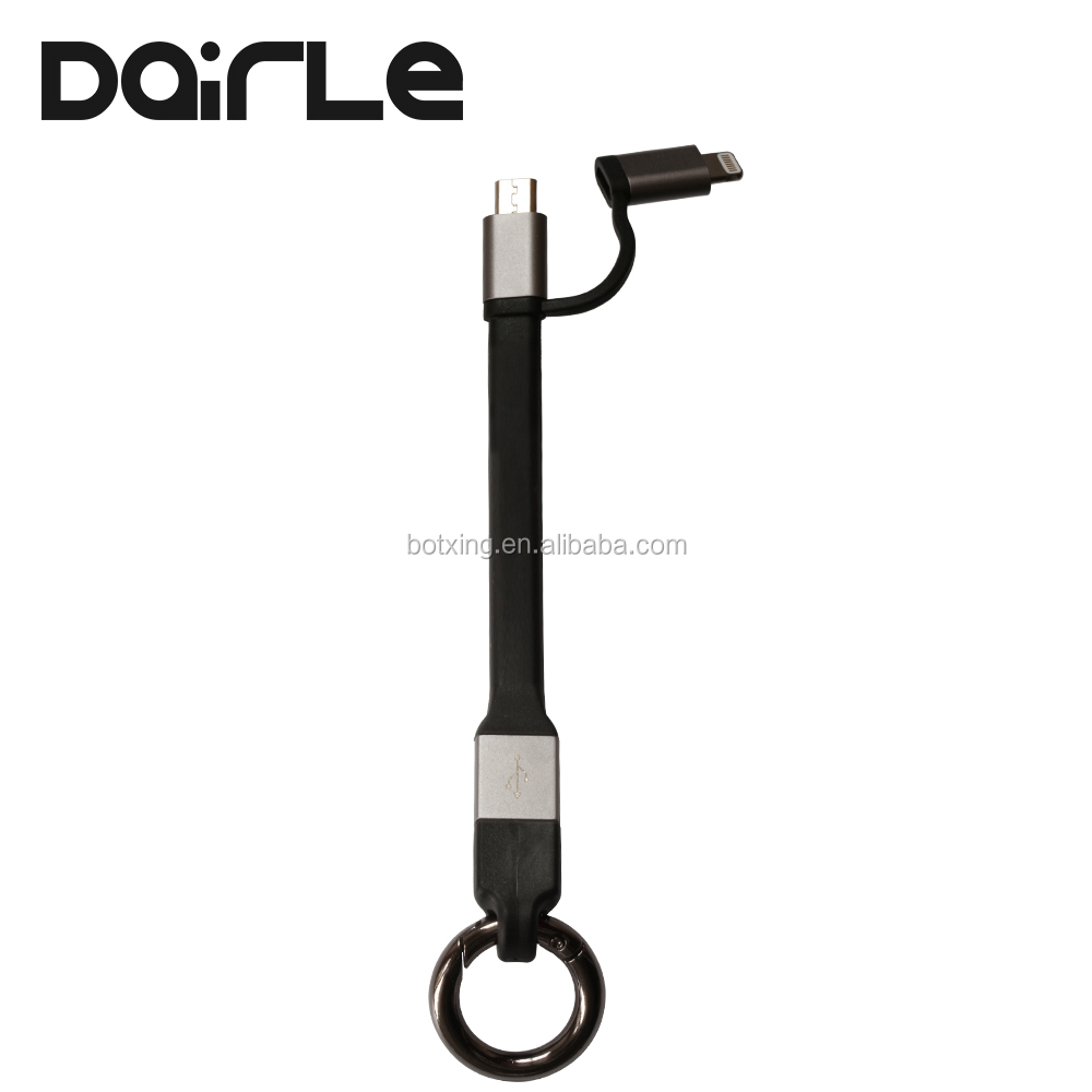 2018 USB Брелок Зарядное устройство короткие Micro 2 в 1 Телефон зарядный кабель