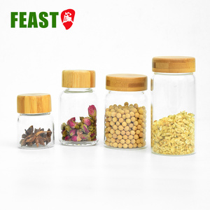 Tarro de vidrio de almacenamiento personalizado, bote redondo de vidrio, sello de <span class=keywords><strong>miel</strong></span>, contenedor con tapa de Bambú - Product Image 5