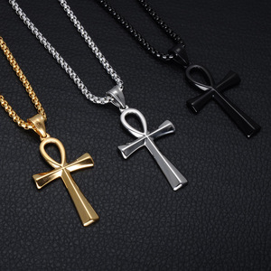 Wholesale Women Men Jewelry Silver Stainless Steel 14k 18k <strong>Gold</strong> Cross <strong>Ankh</strong> Pendant <strong>Necklace</strong> - Product Image 2