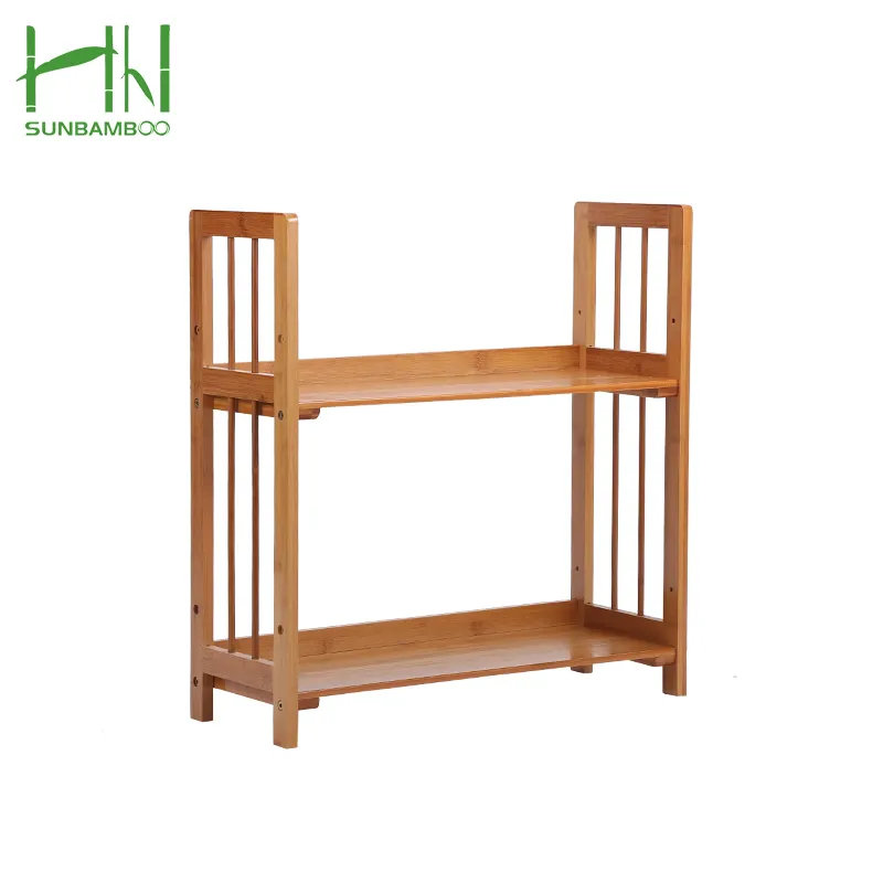 Original Color Minisize Bamboo Two-Shelf Bookcase 4 Shelves Ladder-Shaped Bookrack