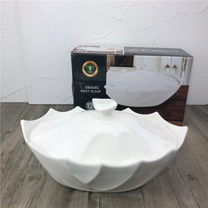 Bianco ciotola di minestra di ceramica zuppiera con in rilievo la decorazione di alta qualità a buon mercato prezzo - Product Image 2