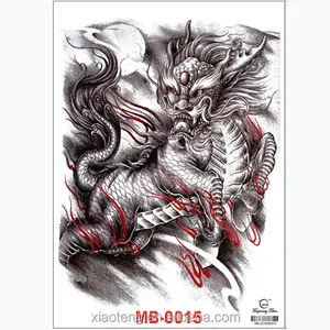 Domineering chinese fire kylin tattoo designs large waterproof temporary stickers Xiaoteng