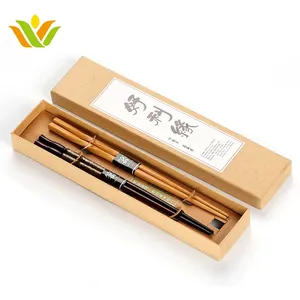 高品质可重复使用的木筷礼品套装，带定制盒子