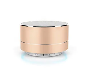 High-end kwaliteit mini smooth ronde BT speaker led licht metalen oplaadbare draadloze draagbare bluetooth speaker A10 #