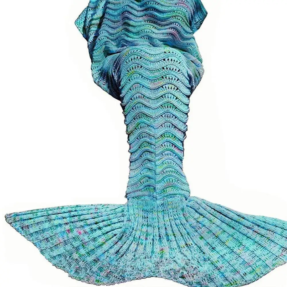 Knitted Blanket for Adults All Seasons Sleeping Blanket Mermaid Tails