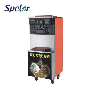 Sorvete 2000w com três piso, máquina para fazer sorvete macia com função ajustável