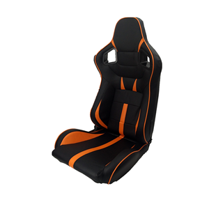 Siège de course personnalisé entièrement inclinable noir et orange siège de camion en cuir PVC avec glissière unique1041B