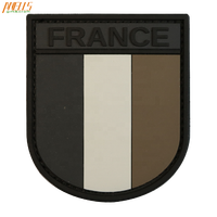Patch PVC Airsoft Drapeau Noir Sublimé France Neuf avec Fixation Auto-agrippante