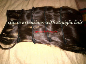 Extensions de cheveux humains vierges indiens à clips, cheveux 100% naturels, vierges - Product Image 1