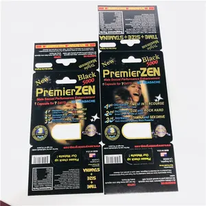 定制印花黑色 Premier Zen 5000/银色 Premier 3500 吸塑纸卡片用于男性增强性药丸胶囊