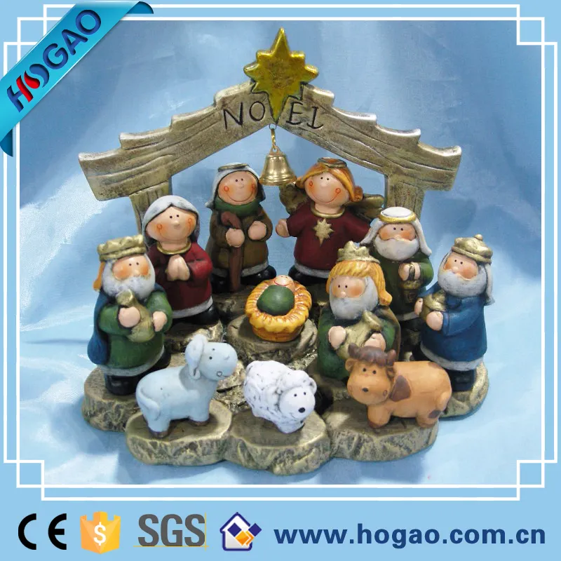 Polyresin Religiosa de dibujos animados Recién Nacido Conjunto Natividad de Jesús