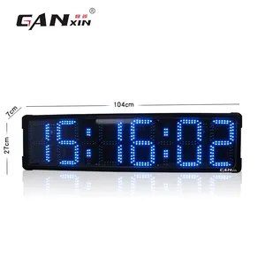 Ganxin Chinese Supplier long Warranty outdoor led clock temperature display Blue color, 12v car clock