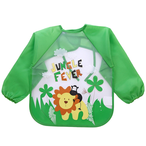 Waterproof <strong>Plastic</strong> Long Sleeved Baby <strong>Bibs</strong> Soft Washable Printed Baby Apron <strong>Bib</strong> for Kids Feeding Painting - Product Image 6
