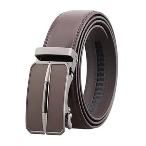 Automatic Buckle Belt Custom Make Ratchet Automatic Belt Genuine Leather Mens Leather Belt With Metal Buckle