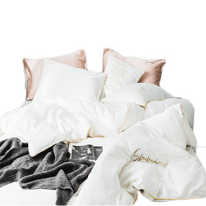 directo de fábrica, fabricante de lujo sensación bordado <span class=keywords><strong>Hotel</strong></span> <span class=keywords><strong>Casa</strong></span> de color sólido funda nórdica funda de almohada - Product Image 3