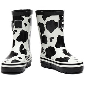 Botas de Agua para Niños con Estampado de Vaca en Blanco y Negro, de Silicona y Goma, con Hebilla Lateral, MOQ Bajo, Disponibles en Línea - Product Image 5