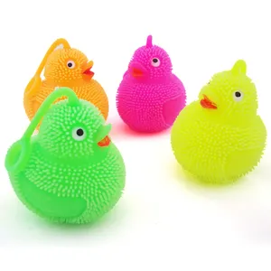 spot promotional popular children toy tpr duckling animal flashing puffer ball toy