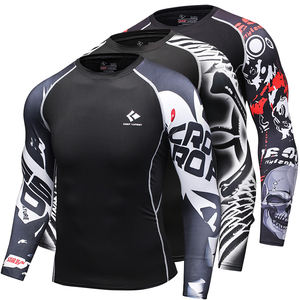 批发纹身质量男士定制标志皮疹护板mma长袖mma压缩健身衬衫 - Product Image 6