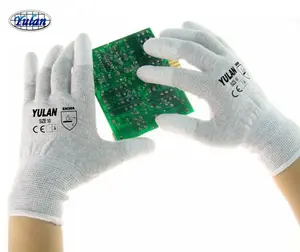 EN388 13G anti statische ESD PU-Handschuhe aus Polyester/Nylon mit Kohle faser beschichtung