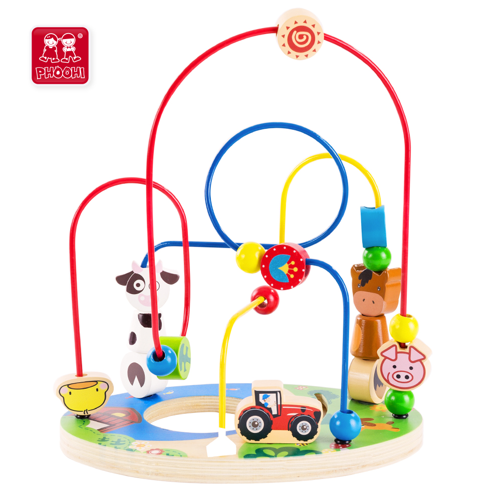 Дети дошкольных образовательных учреждениях игрушки сельскохозяйственных животных деревянные дети шарик Лабиринт для малыша 1 +